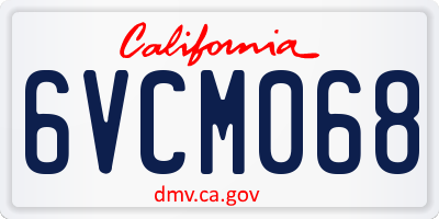CA license plate 6VCM068