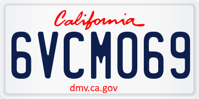 CA license plate 6VCM069