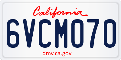 CA license plate 6VCM070