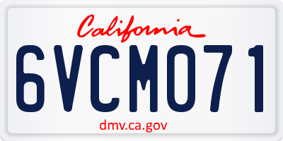 CA license plate 6VCM071