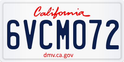 CA license plate 6VCM072