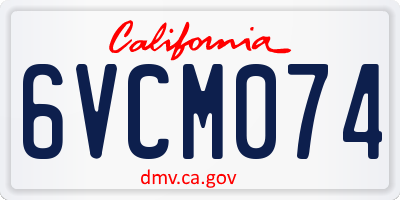 CA license plate 6VCM074
