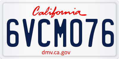 CA license plate 6VCM076