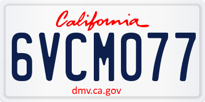 CA license plate 6VCM077