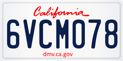 CA license plate 6VCM078