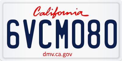 CA license plate 6VCM080