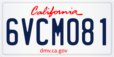 CA license plate 6VCM081