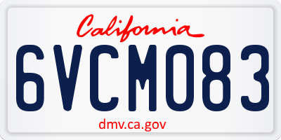 CA license plate 6VCM083