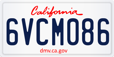 CA license plate 6VCM086