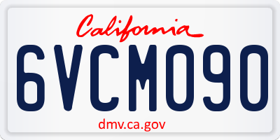 CA license plate 6VCM090