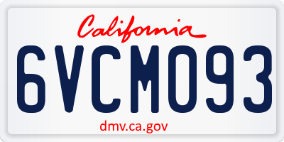 CA license plate 6VCM093