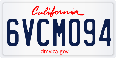 CA license plate 6VCM094