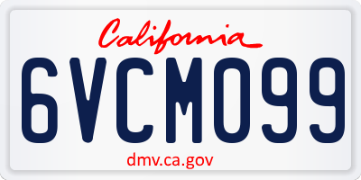 CA license plate 6VCM099