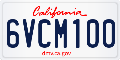 CA license plate 6VCM100