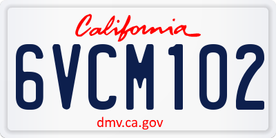 CA license plate 6VCM102