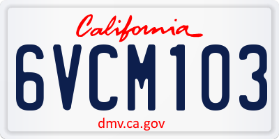 CA license plate 6VCM103