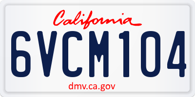 CA license plate 6VCM104