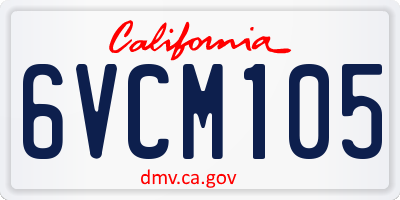CA license plate 6VCM105