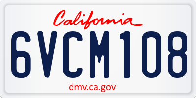 CA license plate 6VCM108