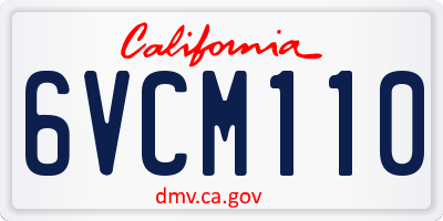 CA license plate 6VCM110