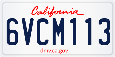 CA license plate 6VCM113