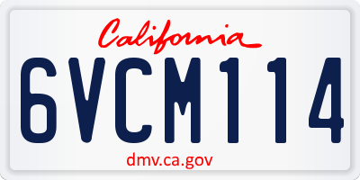 CA license plate 6VCM114