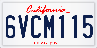 CA license plate 6VCM115