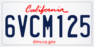 CA license plate 6VCM125