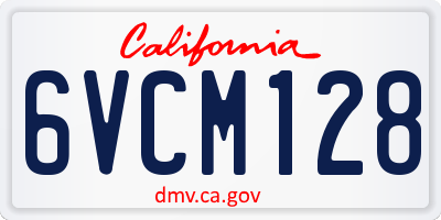 CA license plate 6VCM128