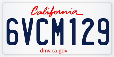 CA license plate 6VCM129