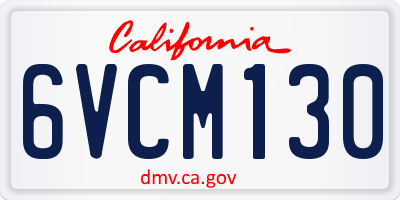 CA license plate 6VCM130
