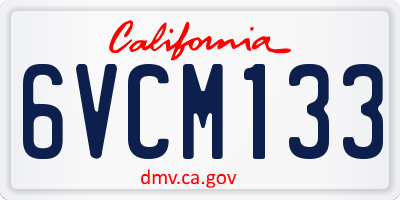 CA license plate 6VCM133