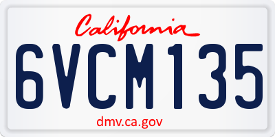 CA license plate 6VCM135