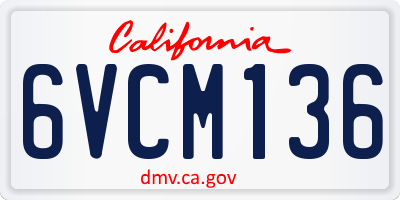 CA license plate 6VCM136