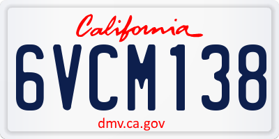 CA license plate 6VCM138