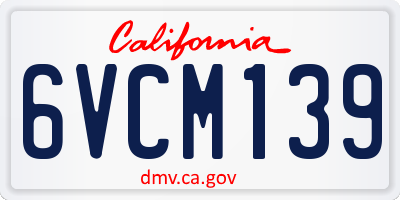 CA license plate 6VCM139