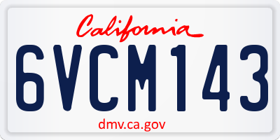 CA license plate 6VCM143