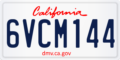 CA license plate 6VCM144