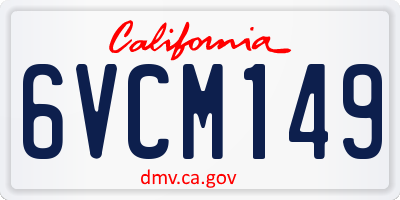 CA license plate 6VCM149