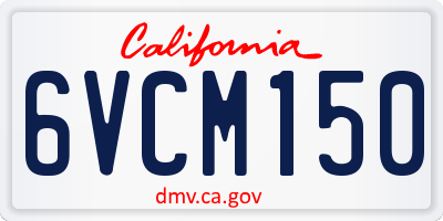CA license plate 6VCM150