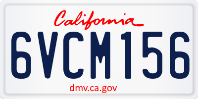CA license plate 6VCM156
