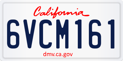CA license plate 6VCM161