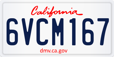 CA license plate 6VCM167