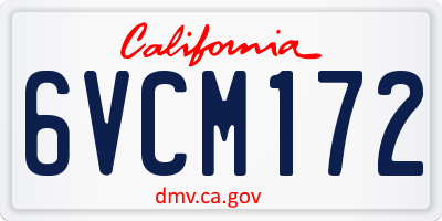 CA license plate 6VCM172