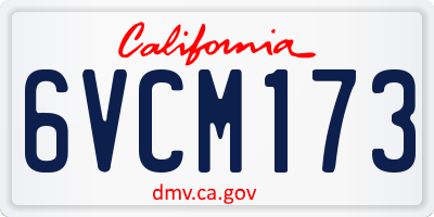 CA license plate 6VCM173