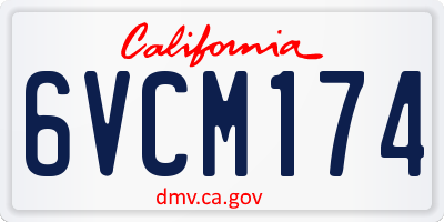 CA license plate 6VCM174