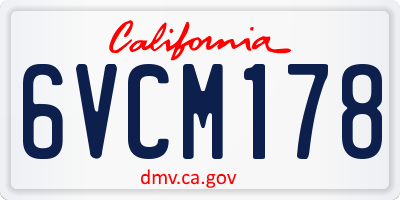 CA license plate 6VCM178