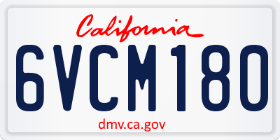 CA license plate 6VCM180