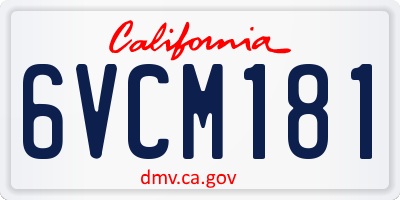 CA license plate 6VCM181