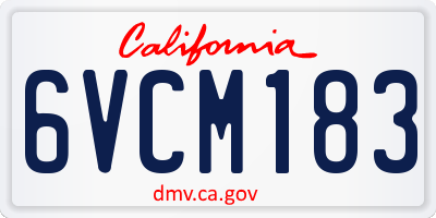 CA license plate 6VCM183